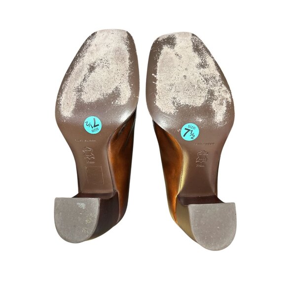 Tory Burch Brown Leather Block Heel Loafers w/Buckle detail Size 7.5 - Picture 9 of 11